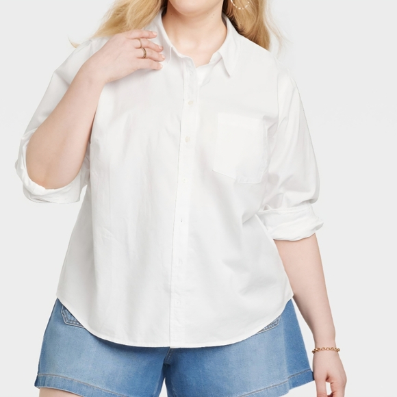 Universal Thread Tops - Universal Thread Long Sleeve Classic Fit Button-Down Shirt  White XXL